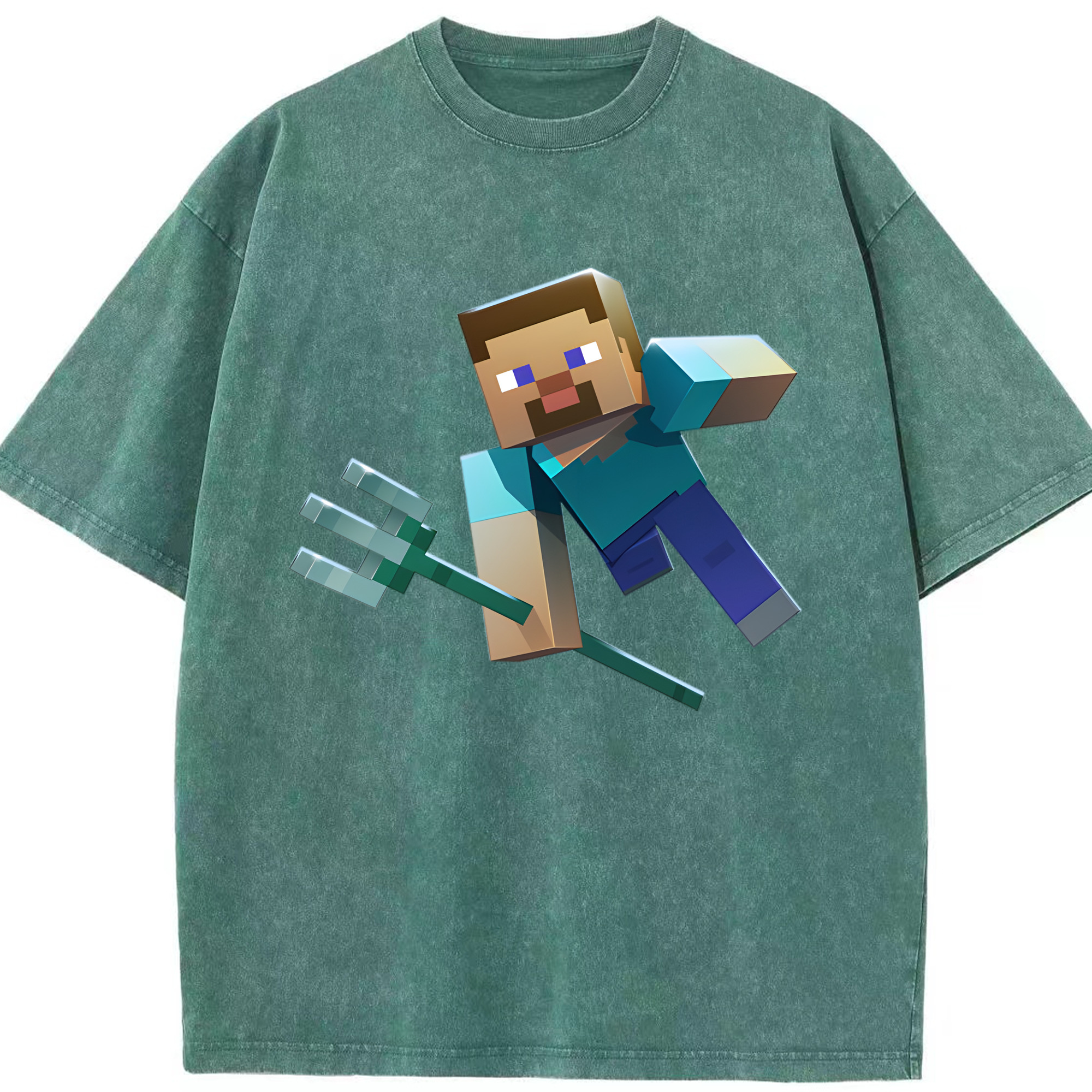 （画像用） マインクラフト ブロックの世界 Minecraft MC Block world 綿100% ヴィンテージ風 半袖Tシャツ（フロントプリント）